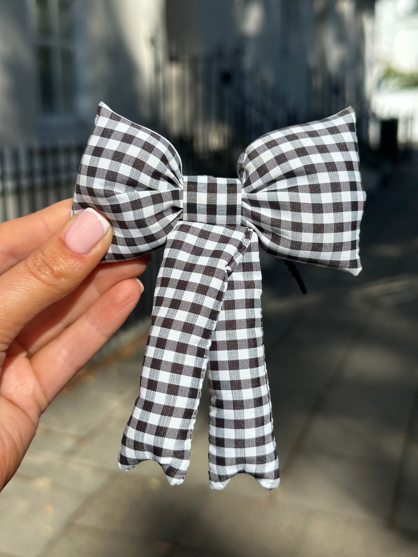 Gingham Bow Bag Charm